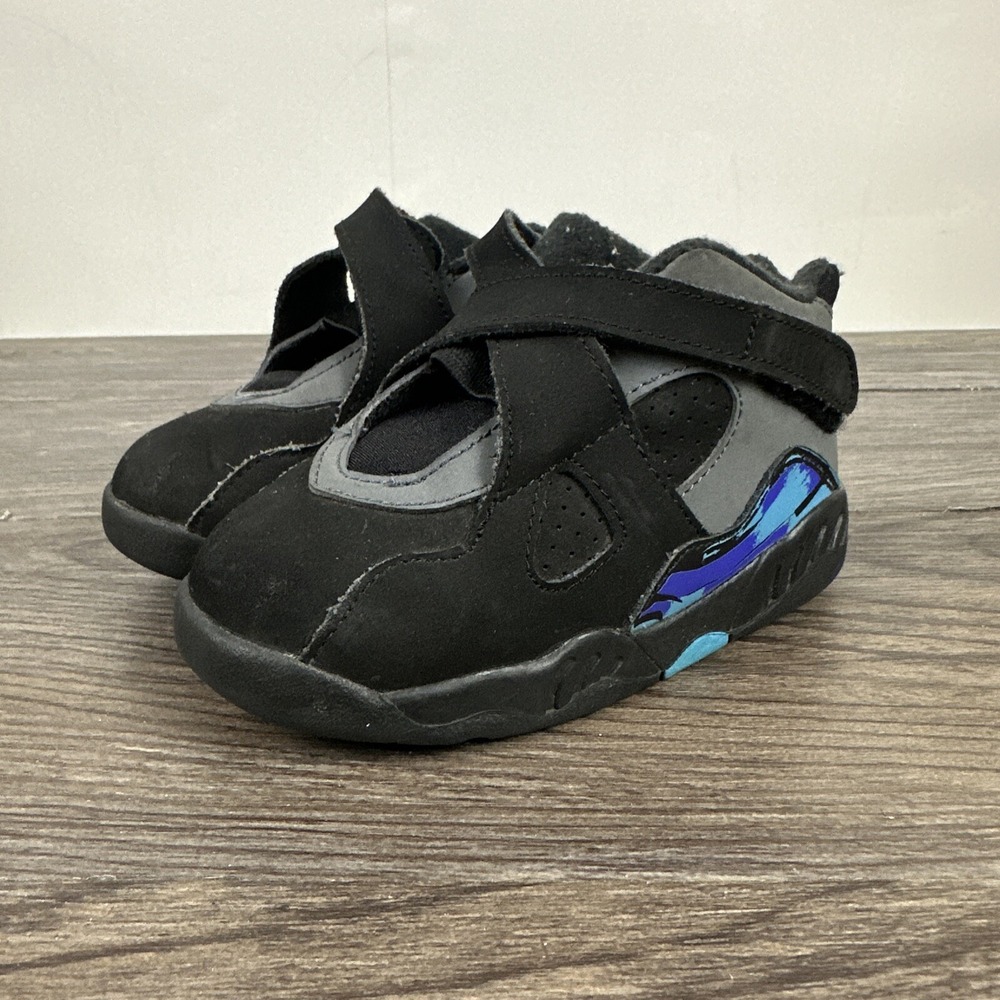 Nike Air Jordan 8 Retro Aqua TD 305360-025‎ Toddler Size 8C Black Purple Teal